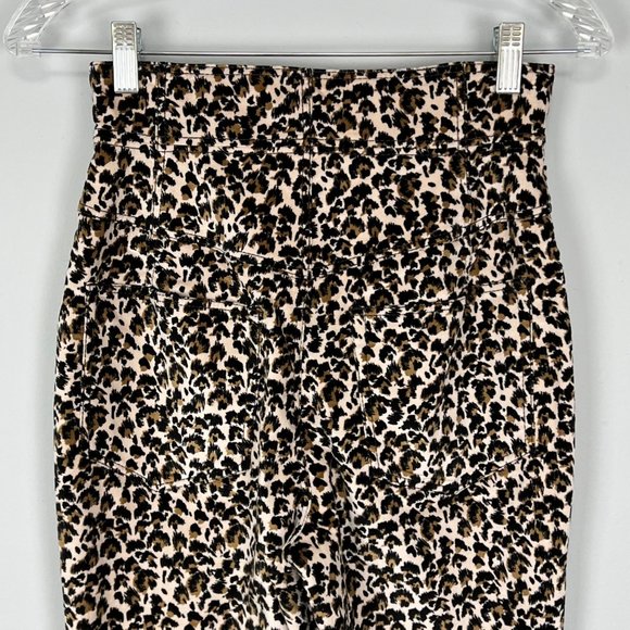 Rebecca Taylor Leopard Print Velvet High Waist Skinny Ankle Pants size 2 - Picture 7 of 12